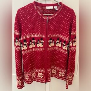 Vintage Christmas sweater Croft Barrow holiday not ugly soft medium snowman red